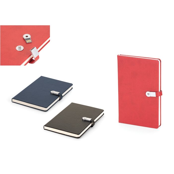 Termo Deri Kapaklı USB Bellekli Defter 13 x 21 cm  – p6490 Promosyon Defter